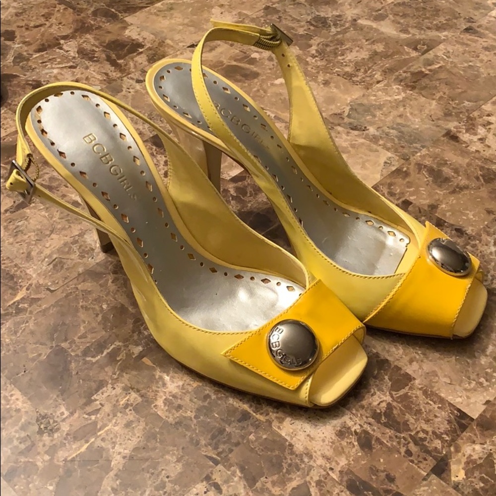 Yellow BCBGirls heels, size 7.5B